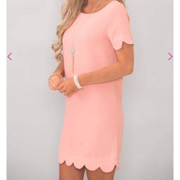 Pink Lily Boutique peach scalloped dress - Picture 4 of 5